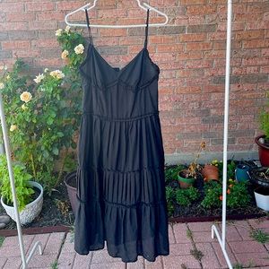 Goth Fairy Emo Vintage Black Midi Dress